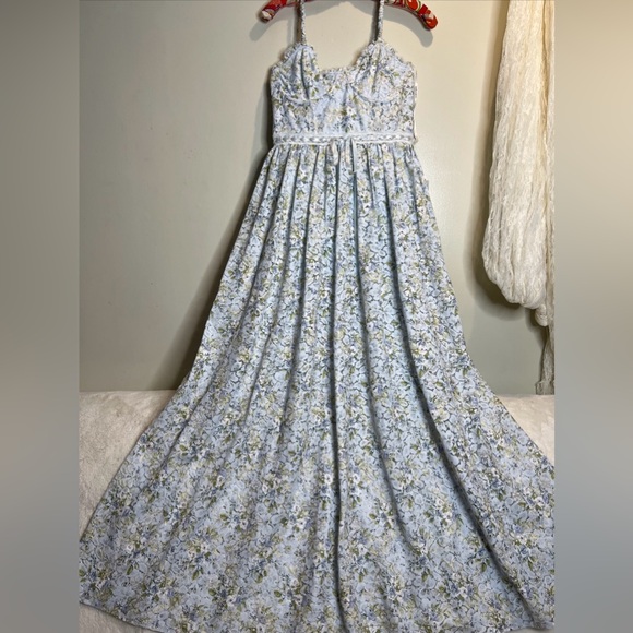 Free People For Love & Lemons Cecelia Lace Bodysuit Bustier Maxi Dress - Picture 5 of 8